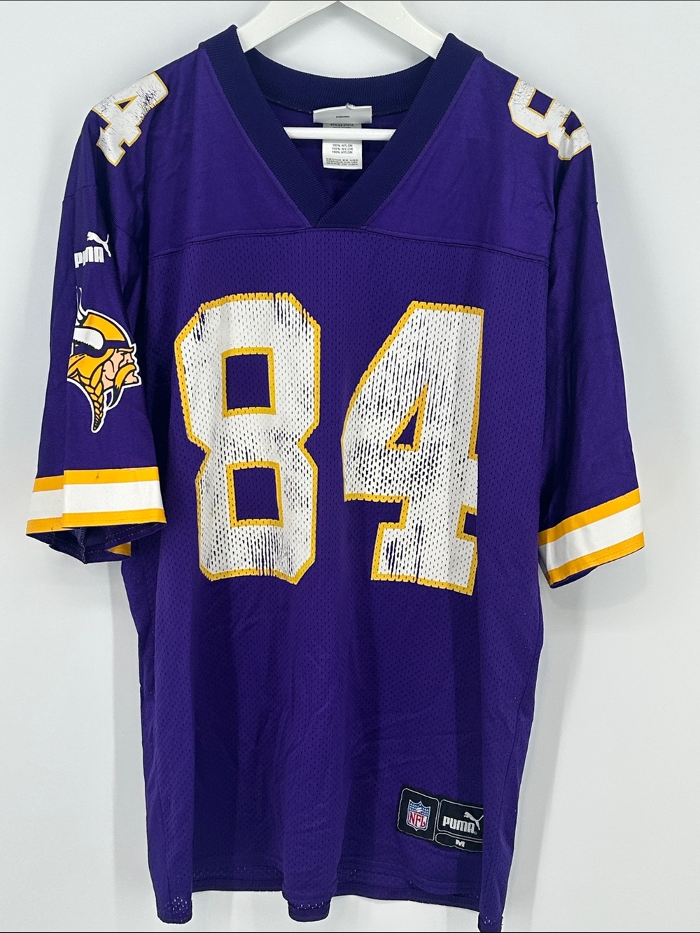 Puma Minnesota Vikings #84 Randy Moss Football Jersey - Size M, Purple, Home